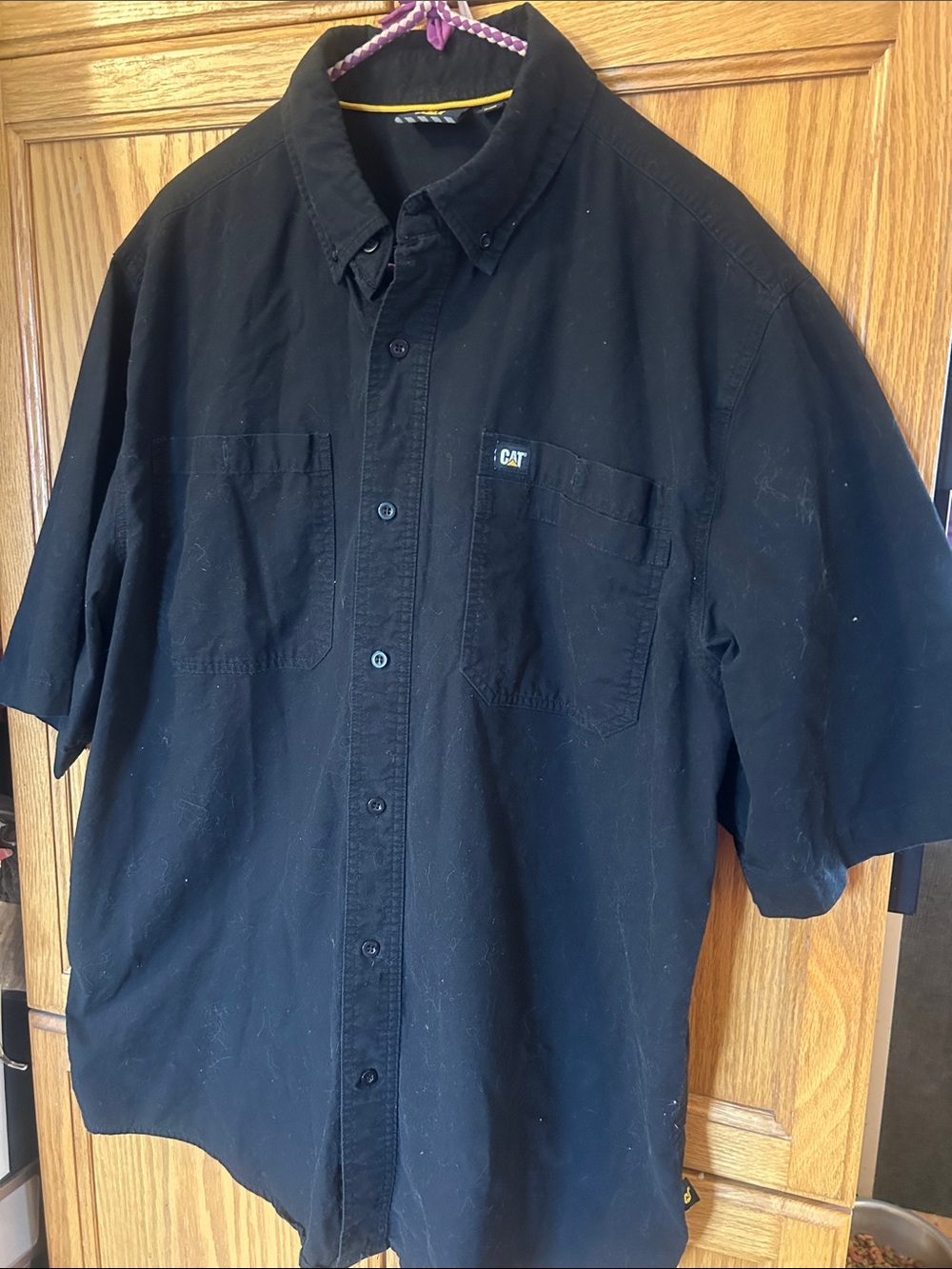 Caterpillar Black Short-Sleeve Button-Down Work Shirt